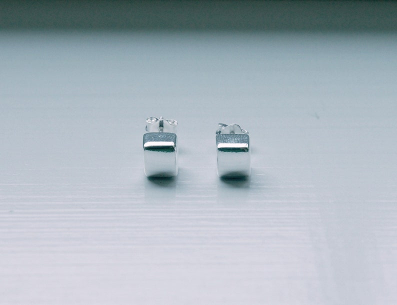 sterling silver stud earrings simple earrings 5mm cube classic Mackenzie rose gold studs Cube earrings geometric studs