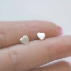 Tiny heart stud earrings, sterling silver or gold vermeil, second piercing
