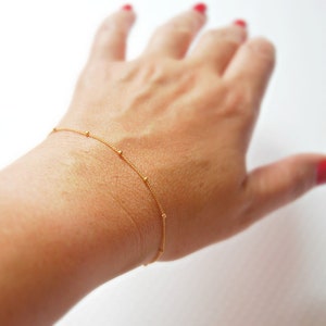 Satellite bracelet or anklet, gold satellite bracelet, sterling silver satellite bracelet, dotted chain, layering bracelet, dainty chain image 2