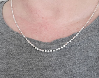 Sterlingzilveren ketting met kubuskralen, geometrische gelaagde ketting