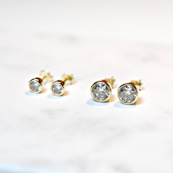 Puces D'oreilles Cœur - Diamant Cz 9mm - Plaqué Or 18K - Neuf