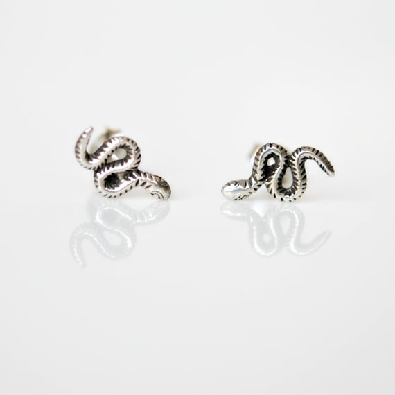 Sterling silver snake stud earrings