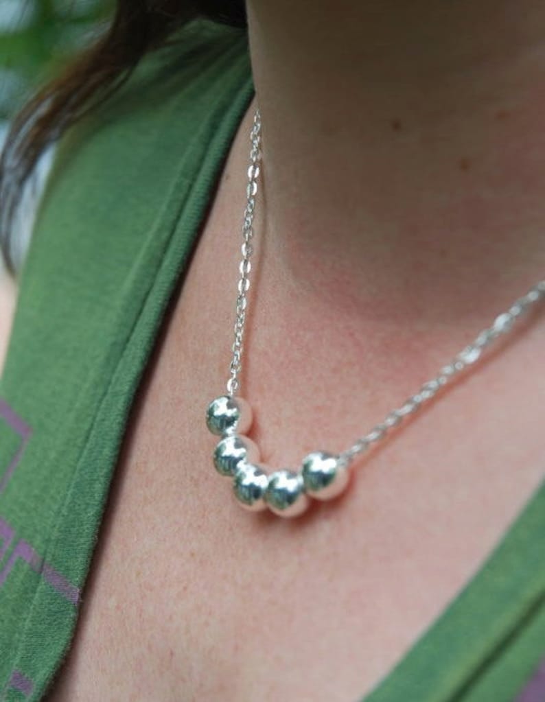 Silver Balls Necklace Sterling Silver 10mm Ball Necklace Etsy