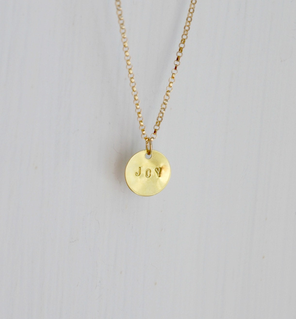 Personalized gold disk necklace monogram name word date Etsy