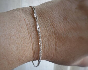 Sterling silver singapore bracelet, 2.2mm width, dainty twisted chain, wedding jewelry