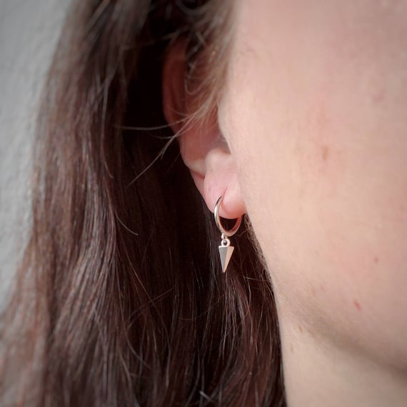 Sterling silver spike huggie hoop earrings