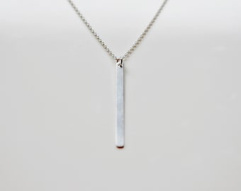 Sterling silver bar necklace, long bar pendant, thin bar, vertical bar, simple necklace, layering necklace, modern necklace, minimal jewelry