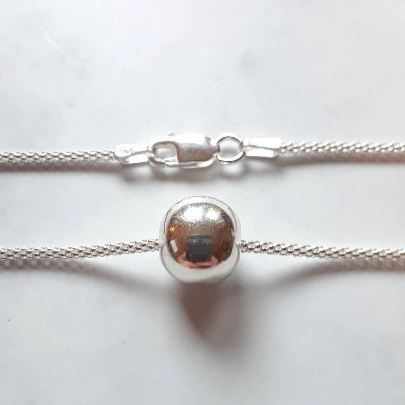 Sterling silver ball necklace, thick chain, gift for her, modern necklace, simple necklace, elegant jewelry, korean chain, silver necklace image 5