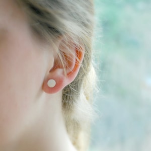 Dainty sterling silver disk studs, simple dot earrings (8mm)