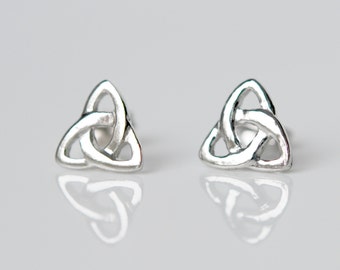 Celtic earrings, sterling silver studs, triquetra earrings, silver celtic knot, irish earrings, infinity knot, simple earring, classic studs