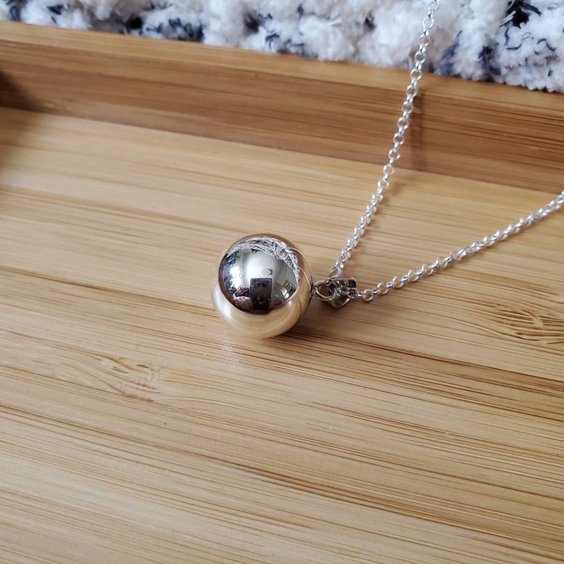 Sterling silver harmony ball necklace, bola pregnancy necklace, chime necklace, bola ball, musical chime ball, angel caller harmony necklace image 6
