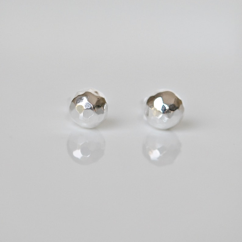 Silver ball earrings sterling silver hammered ball 8mm ball Etsy