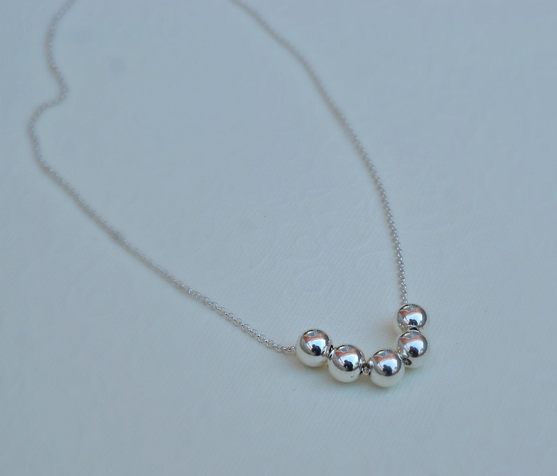 Silver Balls Necklace Sterling Silver 10mm Ball Necklace Etsy