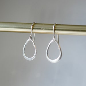 Sterling silver teardrop hoops, minimalist gift for women, silver hoop earrings, simple jewelry, pear shaped earrings, geometric earrings