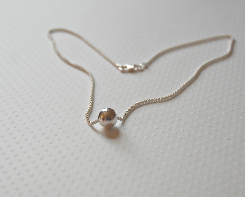 Sterling silver ball necklace, thick chain, gift for her, modern necklace, simple necklace, elegant jewelry, korean chain, silver necklace image 4
