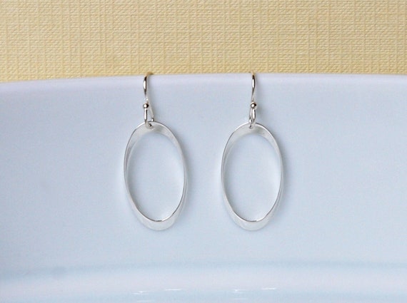 Sterling silver oval earrings
