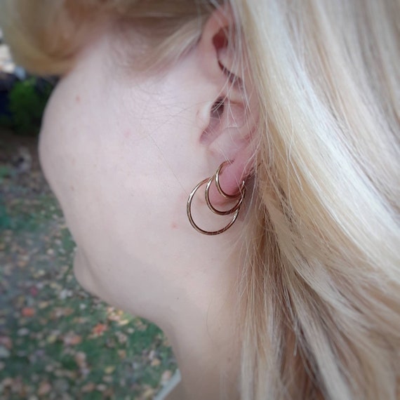 Gold hoop stud earrings