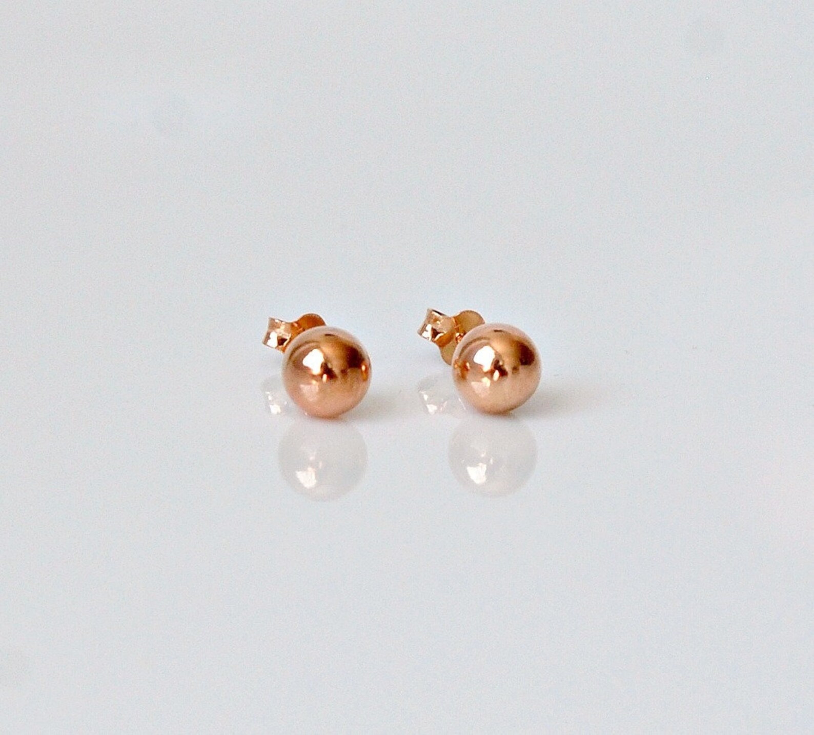 Silver Ball Earrings Sterling Silver Studs Rose Gold Gold Etsy