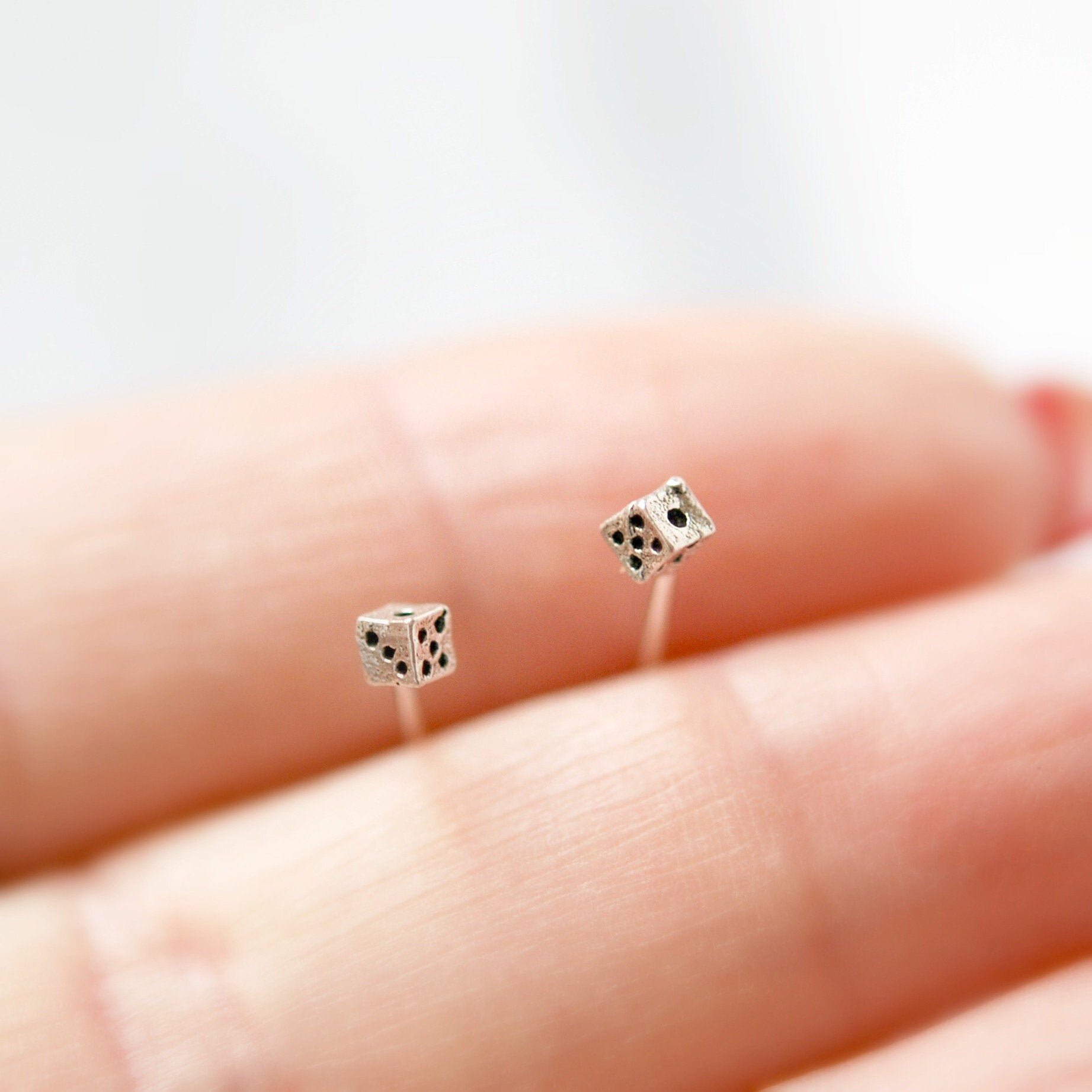 Dice earrings sterling silver earrings dice studs second Etsy