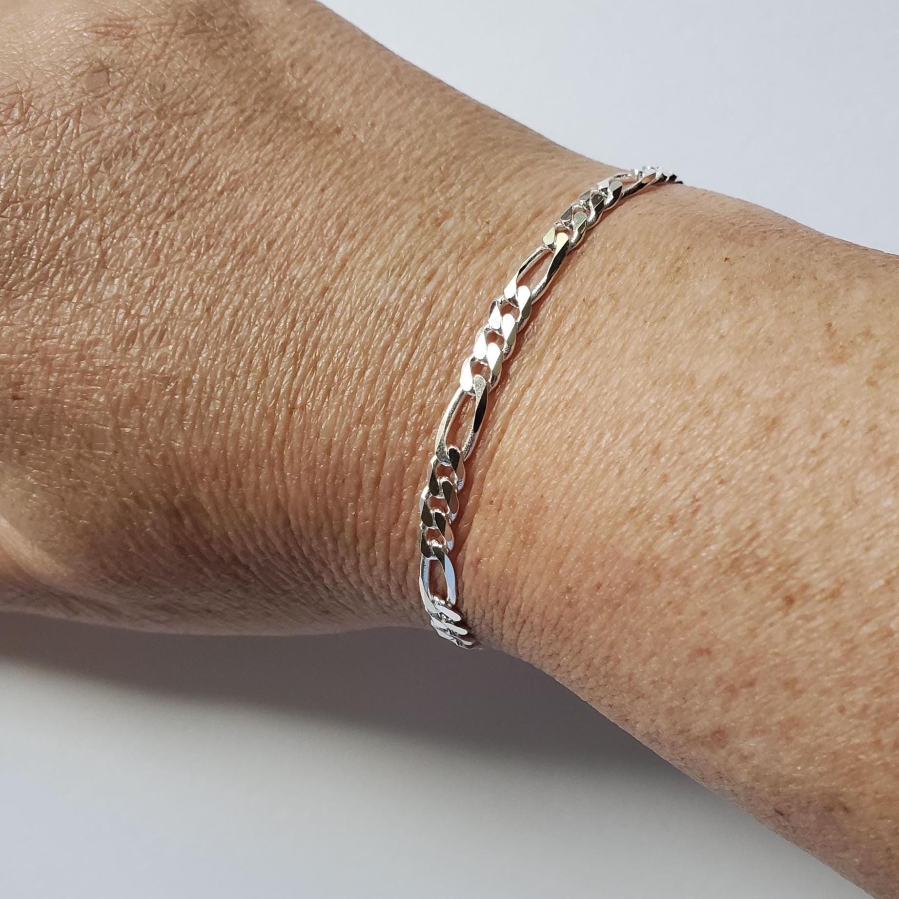 アクセサリー Figaro Wide Chain Bracelet COOTIE Sterling Silver Figaro Chain Bracelet, 4.3mm Width, Chunky Jewelry