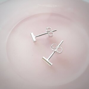 Sterling silver bar earrings, tiny bar studs, silver earrings, second piercing, mini bar earrings, minimalist studs, modern studs