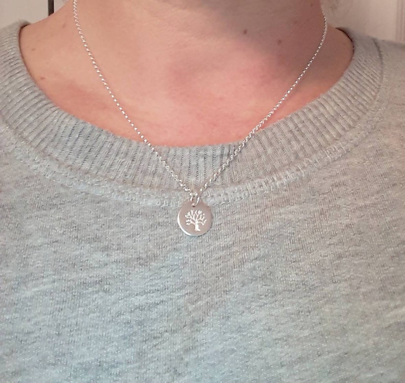 Sterling silver tree of life necklace, nature jewelry image 2