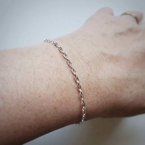 Sterling silver puffy marine chain link bracelet