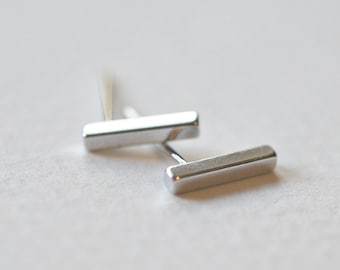 Bar stud earrings, sterling silver bar earrings, gold bar, rose gold studs, mini bar, 10mm bar, minimalist earrings, modern silver studs