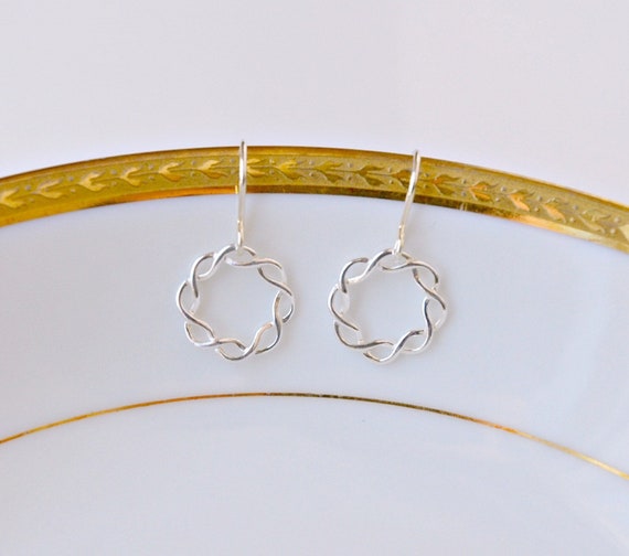 Sterling silver braided circle earrings