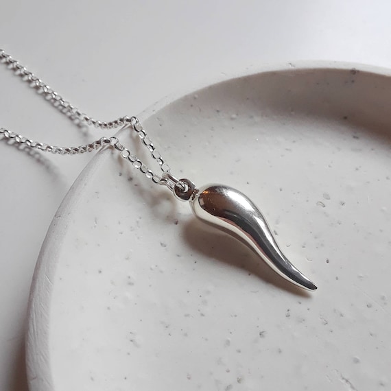 Sterling silver lucky horn necklace