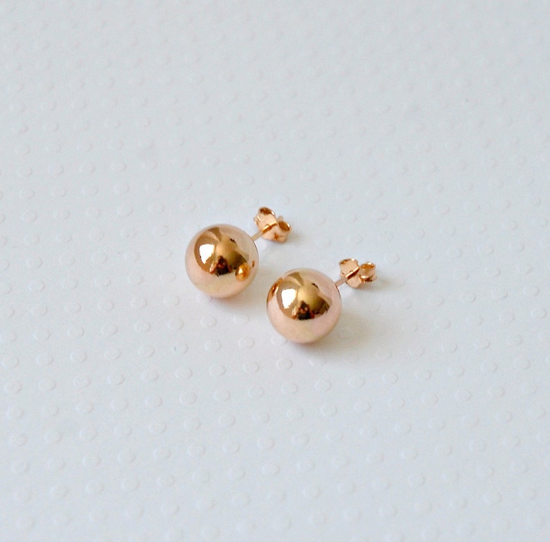 Rose Gold Ball Earrings 10mm Ball Stud Earrings Gold Studs Etsy
