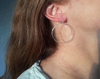 Silver circle earrings, sterling silver earrings, thin circle, silver hoop earrings, eternity earrings, simple earrings, minimalist jewelry