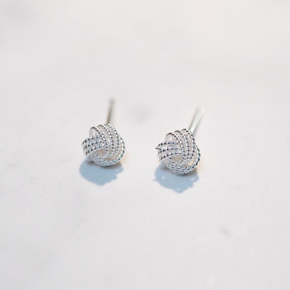 Sterling silver love knot stud earrings