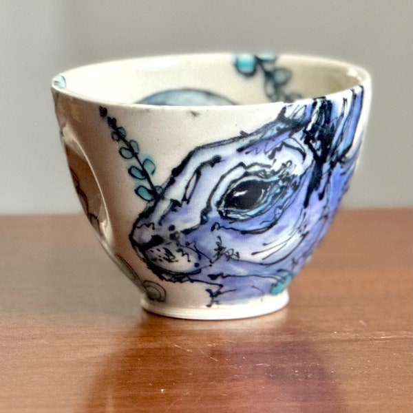 Bunny Bowl in Blue with The Moon A86