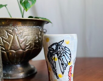 Owl Flight Painted Tumbler Cup