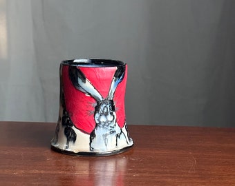 Blue Bunny Red Moon Tumbler Cup A7