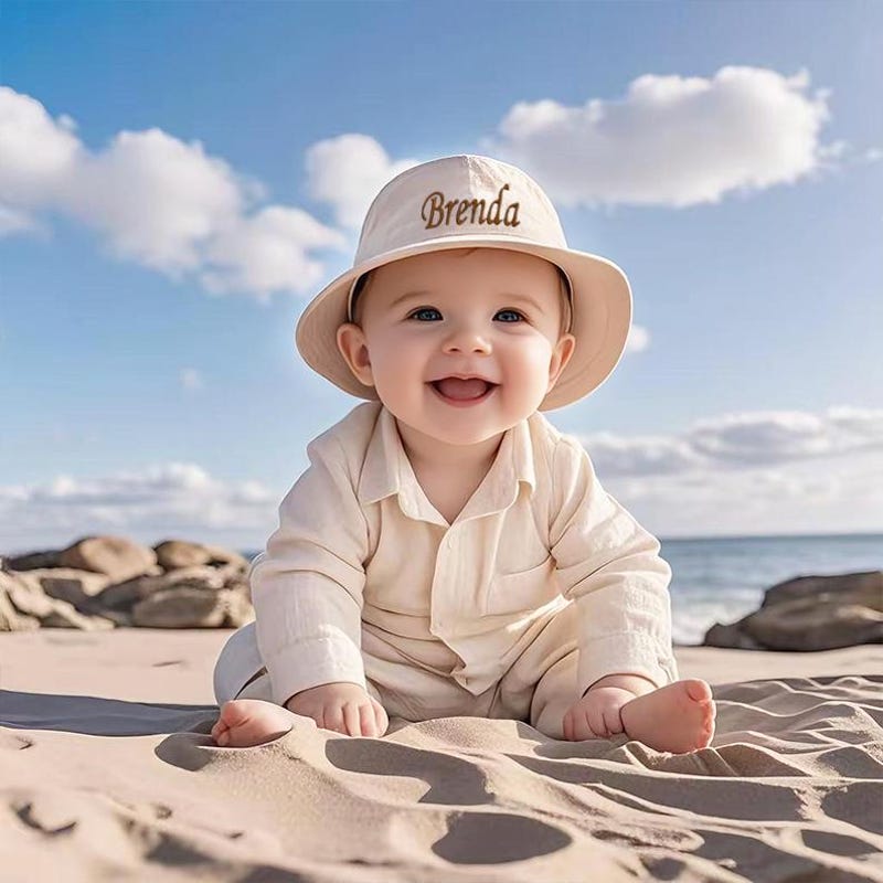 Personalized Kids Baby Sun Hat,Bucket Hat,Embroidered Toddler Hat,Custom Name Baby Hat,Monogram Toddler Hat,Baby Shower Gift,Summer Trip