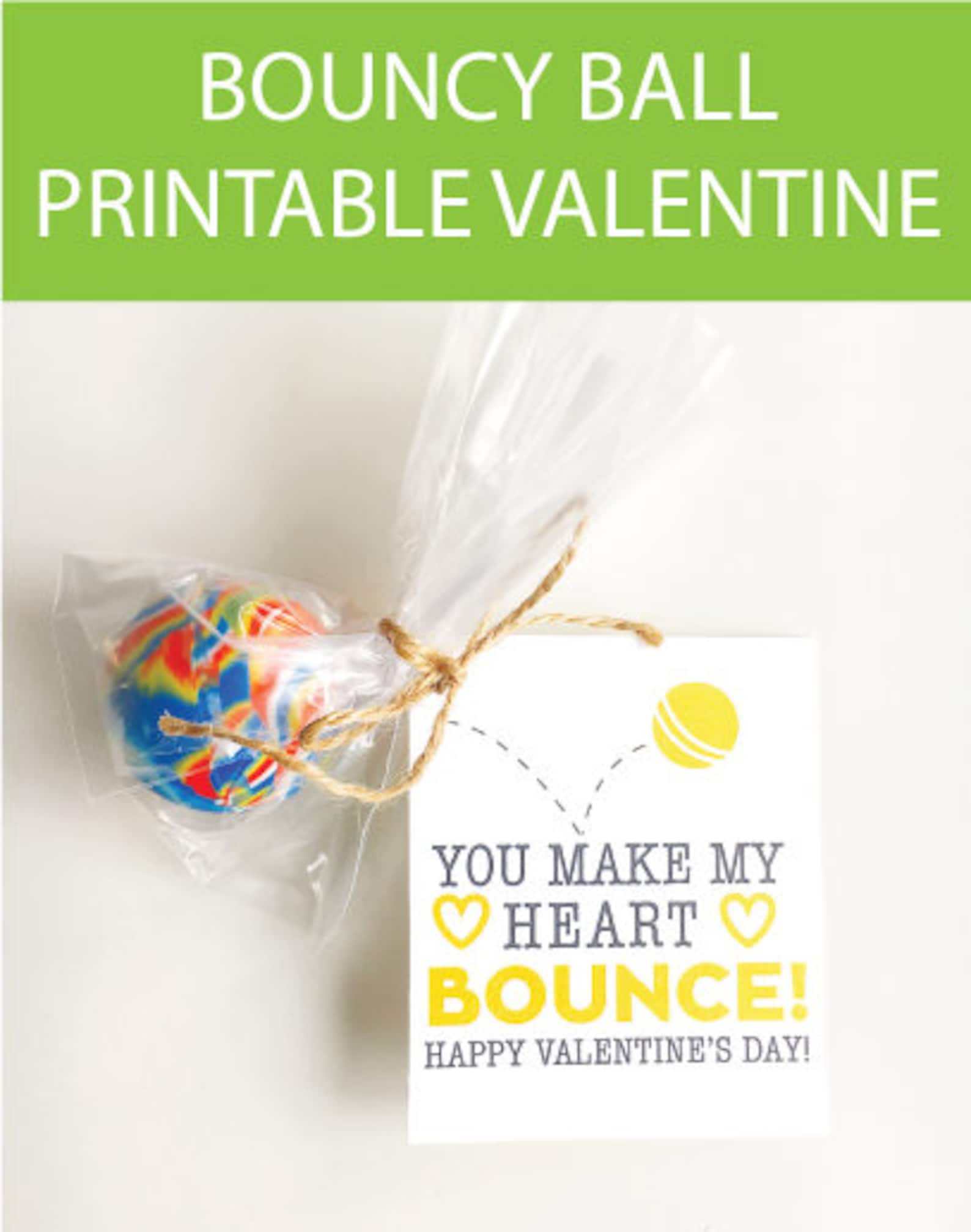 Bouncy Ball Valentine Printable DIY Kids Valentine School Class ...