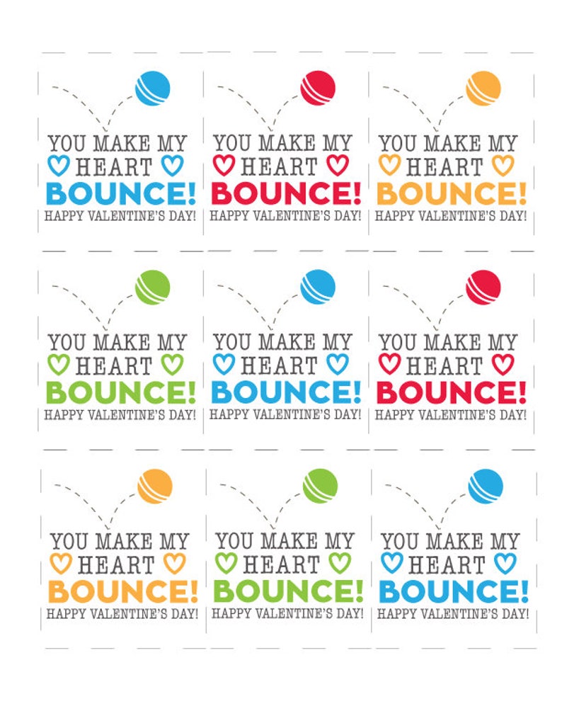 Bouncy Ball Valentine Printable DIY MINI Kids Valentine Etsy