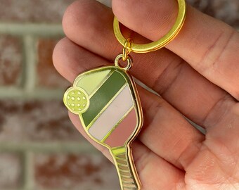 Pickleball Paddle Keychain Hard Enamel Gold, Pickleball Gift, Pickleball Accessories, Gold Keychain, Pickleball Jewelry