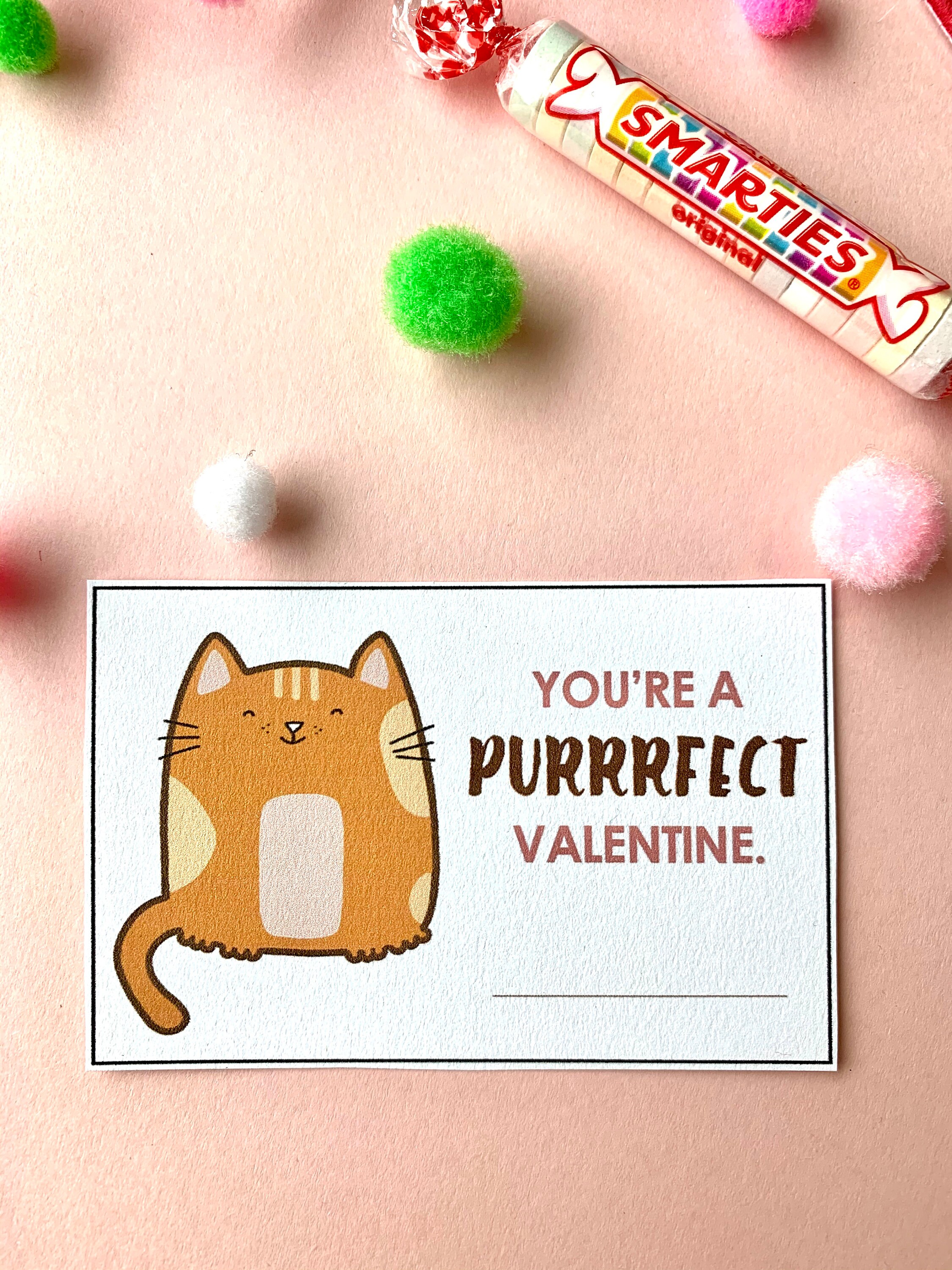 Cat Kitty Printable Valentine | Kids Valentine Class Valentine School ...