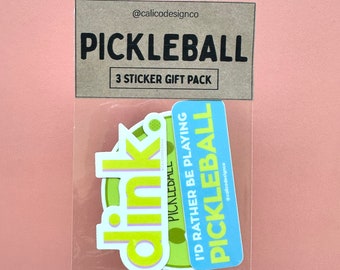 Pickleball Vinyl Sticker Pack - Green, Waterproof Pickleball Stickers, Pickleball Gift Set, Pickleballer Fan Stickers