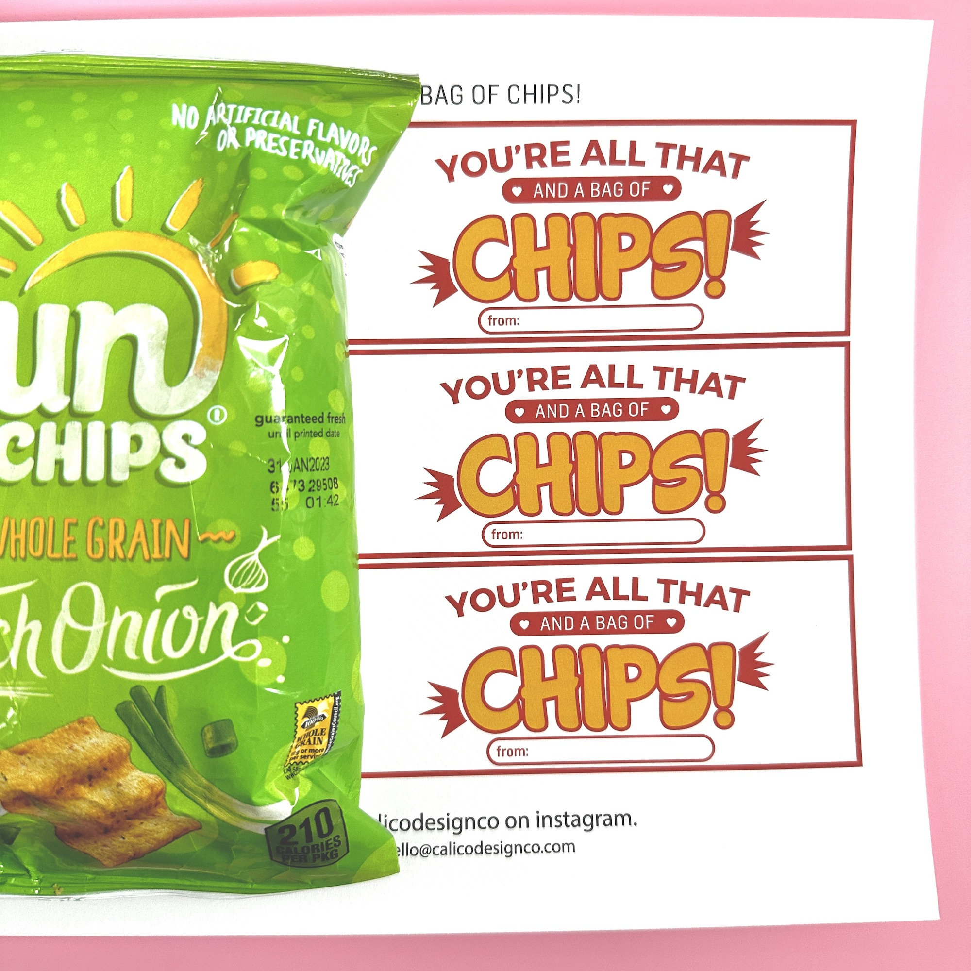Bag of Chips Funny Printable Valentine, Classroom Valentine Non-candy ...