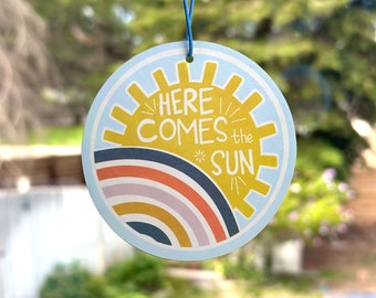 Sunshine Car Freshie - Juicy Pineapple Scent | Here Comes the Sun | Beatles Car Freshie | Fruity Air Freshener