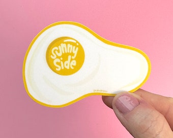 Fried Egg Sunny Side Up Cracked Egg Vinyl Sticker | Egg Lover Breakfast Egg Sunny Egg