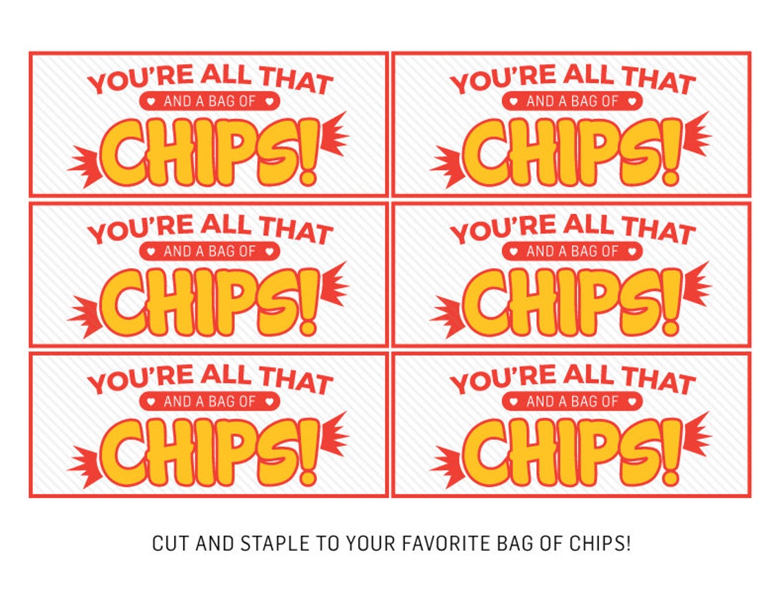 Bag of Chips Funny Printable Valentine | Etsy