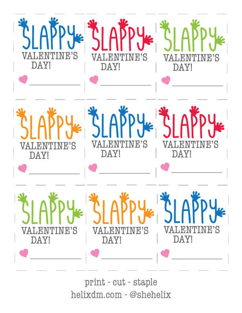 Sticky Hand Funny Printable Valentine Slappy Valentines Day Kids School Classroom Teacher Valentine image 5