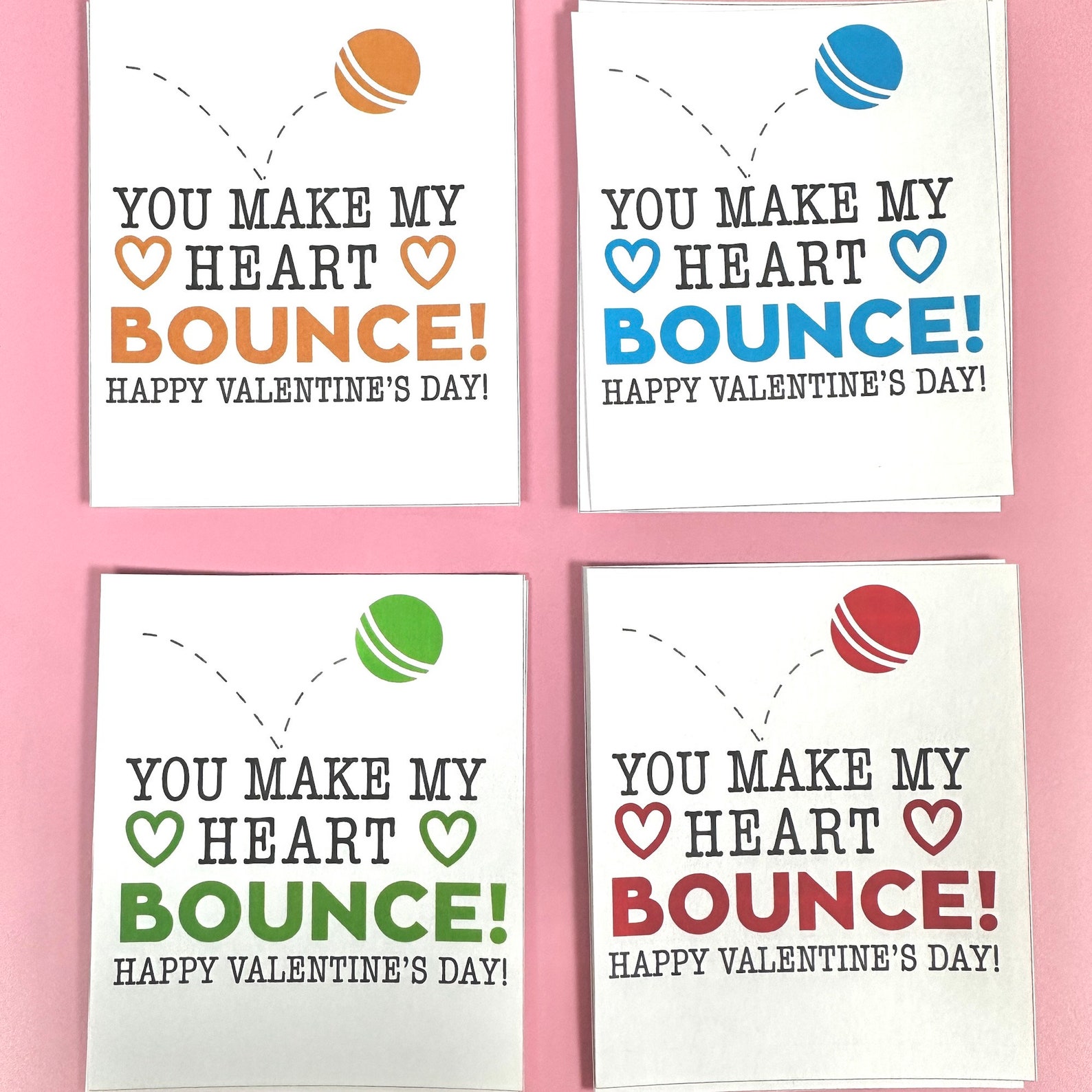 Bouncy Ball Valentine Printable DIY Kids Valentine School Class ...