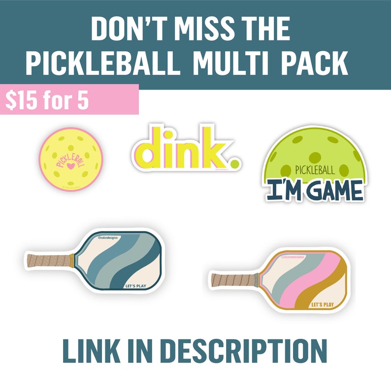 Pickleball Paddle Vinyl Sticker Pink Pickleball Sticker Pickleball Gift Pickleball Decal Pickleball Car Sticker image 3