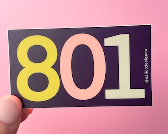 801 Area Code Vinyl Sticker, Utah Area Code Gift, Utah local gift | Utah Vinyl Sticker